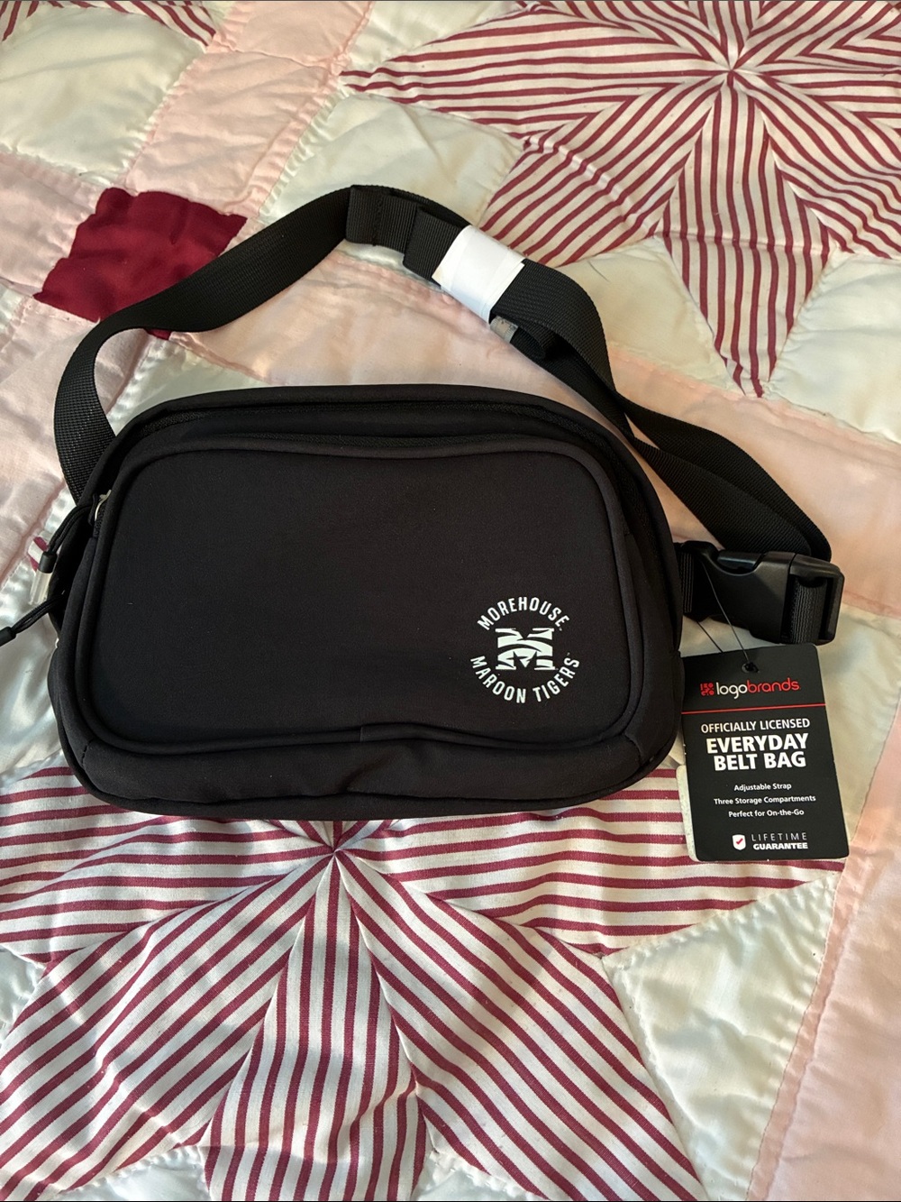 NWT Morehouse Maroon Tigers Black Everyday Belt Bag